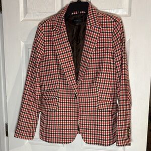 Talbots Red and Black Plaid Blazer